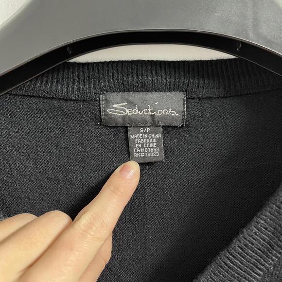 Y2K bella swan grunge Seduction black v neck fitted sweater Sz S - Picture 6 of 9